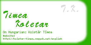 timea koletar business card