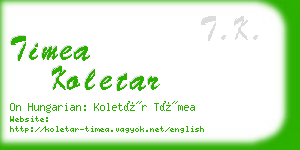 timea koletar business card